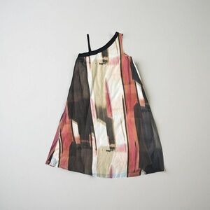DKNY Asymmetric Print Chiffon Cold-Shoulder Dress